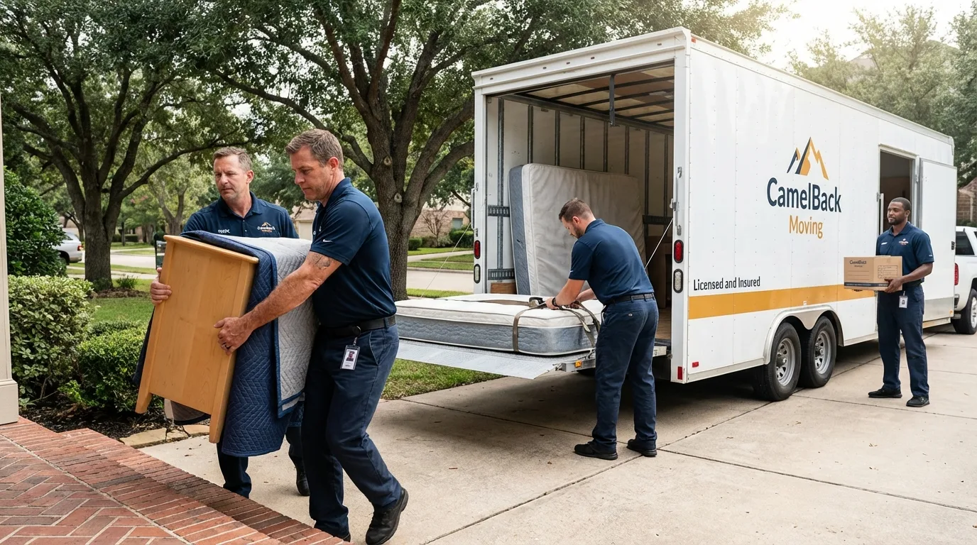 Crew loading residential truck for cross-state move from Harlowton, MT