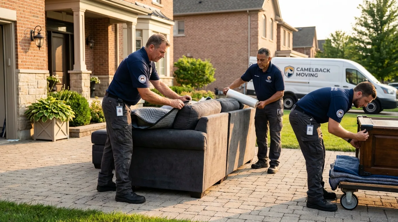 Large estate moving crew wrapping furniture in Harlowton, MT