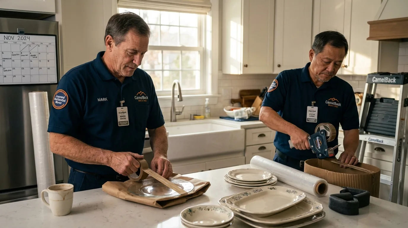 Professional crew packing kitchen dishware in Harlowton, MT