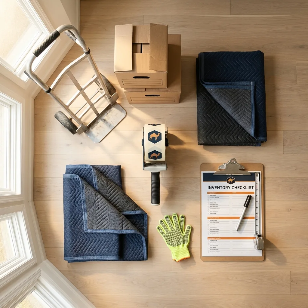 Professional moving supplies and packing materials layout for Harlowton residential relocations